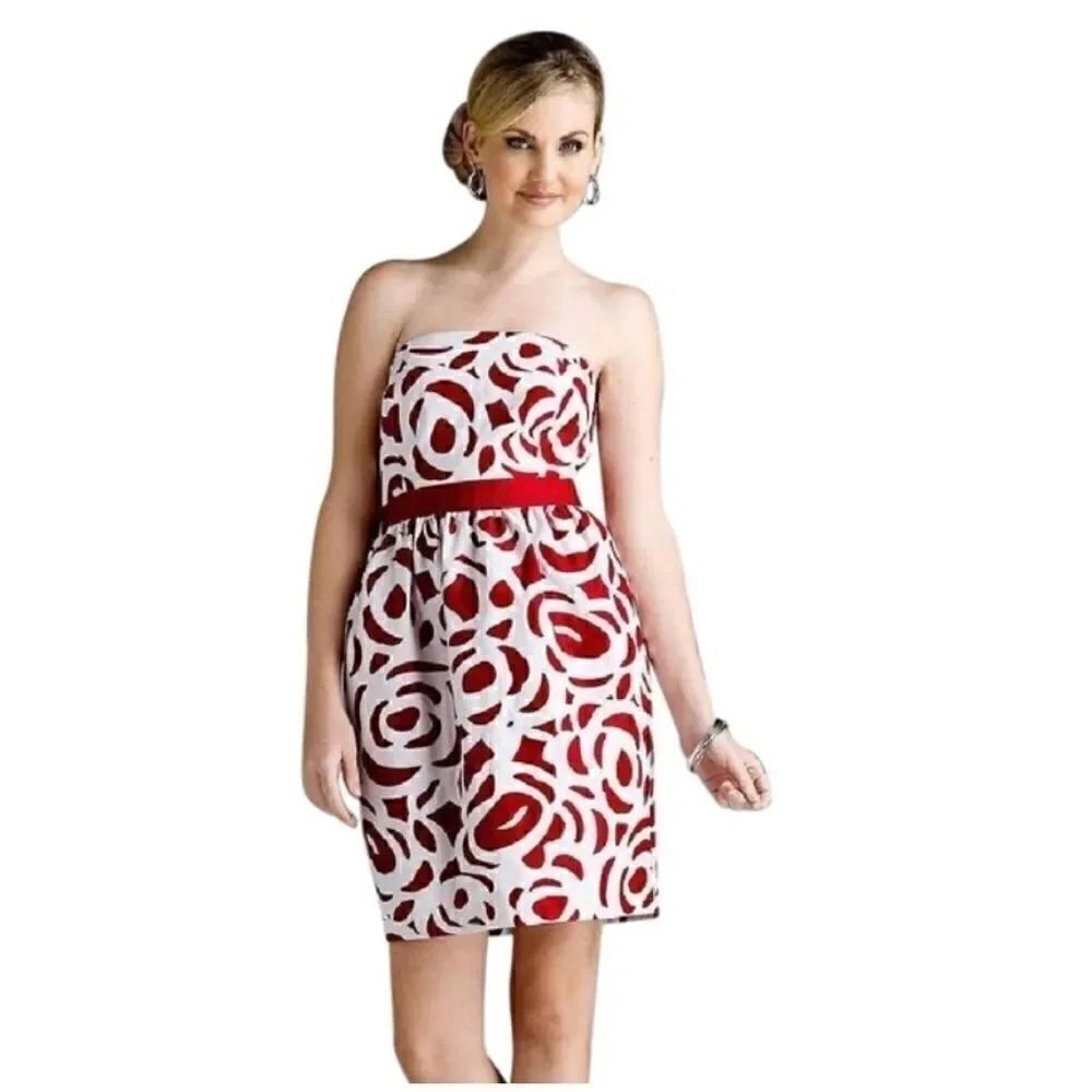 NWT Antonio Melani Red Cocktail Strapless Short Dress Holiday Dress 8